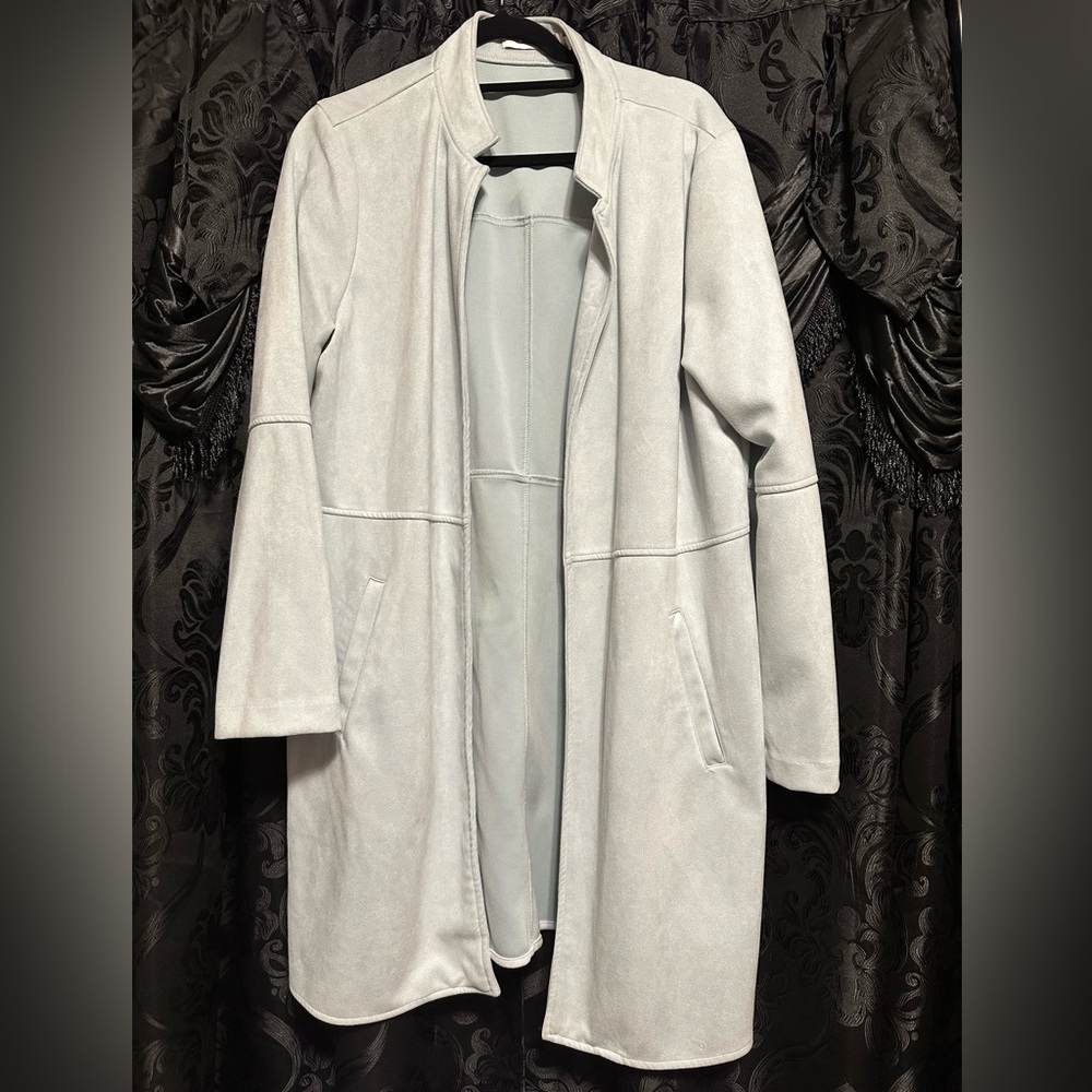 JustFab Faux Suede Jacket Color Baby Blue